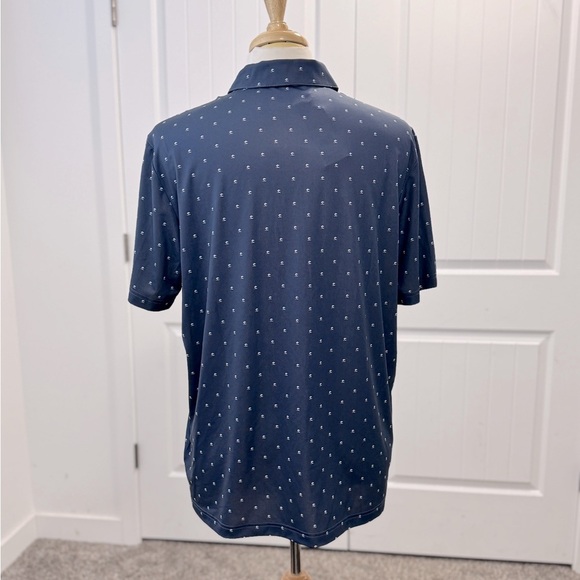 Men's Adidas Golf Polo Shirt Size L Navy Blue Pine Tree Print w/Accenture Logo - Picture 3 of 9